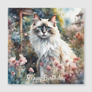 Carte Magnétique Ragdoll Chat en anglais Jardin Anniversaire
