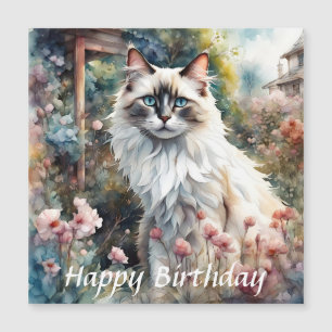 Carte Magnétique Ragdoll Chat en anglais Jardin Anniversaire