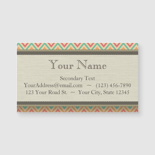 Carte Magnétique Rainbow Grunge Zigzag Chevrons (Devant)