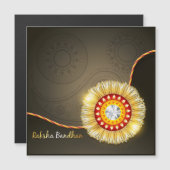 Carte Magnétique Raksha Bandhan, diamant Rakhi (Devant / Derrière)