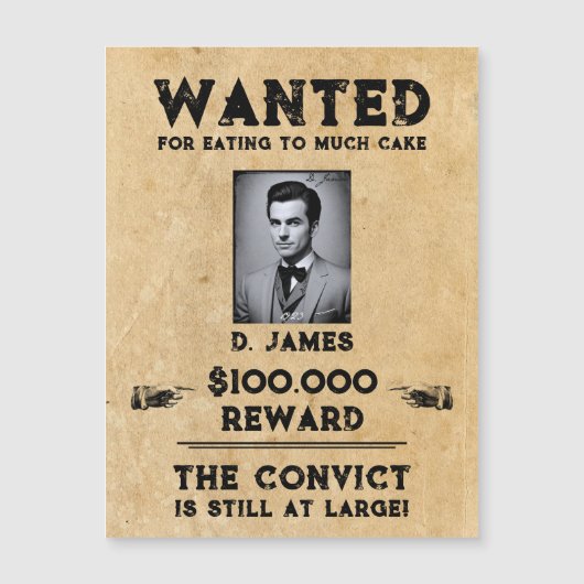 Carte magnétique Recherchée vintage de récompense  (Devant)