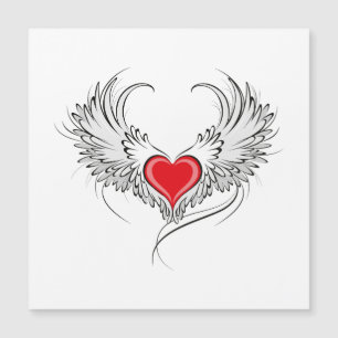 Carte Magnétique Red Angel Coeur avec ailes