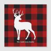Carte Magnétique Red Buffalo Plaid & Deer | Nom personnel Cadeau (Devant)