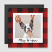 Carte Magnétique Red Buffalo Plaid & Joyeux Woofmas Avec Photo Chie (Devant / Derrière)