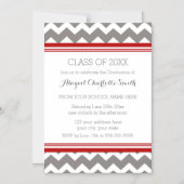 Carte magnétique Red Grey Chevron Graduon Party (Recto)
