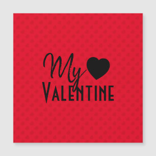 Carte Magnétique Red Hearts Motif My Valentine Calligraphy Design