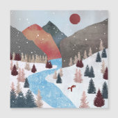 Carte Magnétique Renard Chassant en Hiver (Devant)