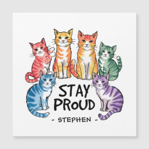 Carte Magnétique Restez fier - Rainbow Cat LGBTQ Pride