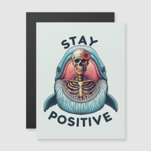 Carte Magnétique Restez positif - Squelette et baleine