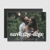 Carte Magnétique Retro Boho Typographie et photo | Enregistrer la d (Devant / Derrière)