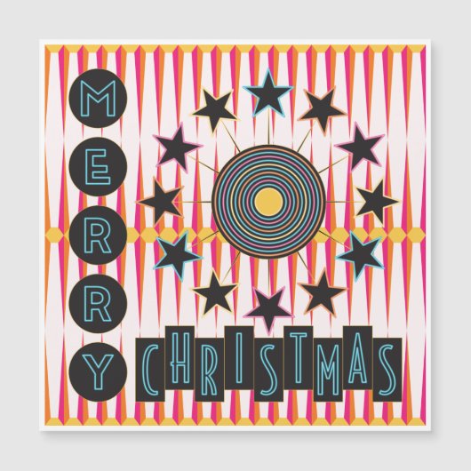 Carte magnétique rétro Joyeux Noël (Devant)