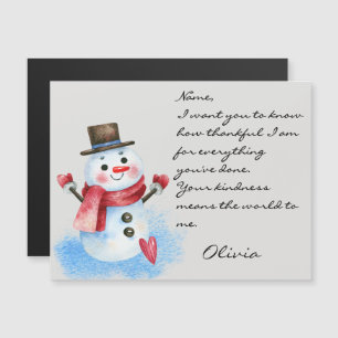 Carte magnétique rétro Snowman