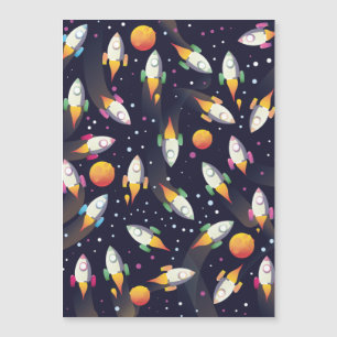 Carte Magnétique Retro Space Rockets motif.