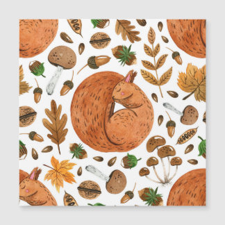 Carte Magnétique Rêves d'automne : Aquarelle écureuil paradis