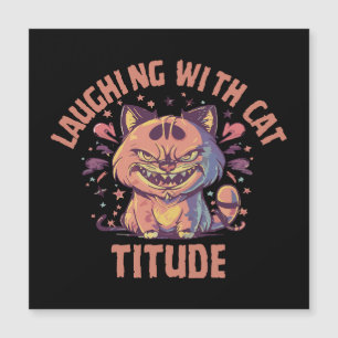 Carte Magnétique Rire avec une attitude de chat