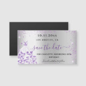 Carte Magnétique Robe violette argentée d'anniversaire enregistrer  (Devant / Derrière)