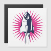 Carte Magnétique Rocket Espace Rétro (Devant / Derrière)