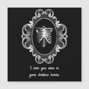 Carte Magnétique Romance Gothique Crâne et Cœur Saint Valentin