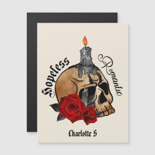 Carte Magnétique Romantique sans espoir - Crâne gothique, Rose roug