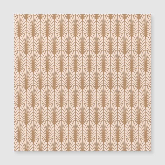 Carte Magnétique Rose Art déco : Plumes de paon doré (Devant)