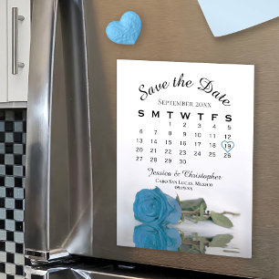 Carte Magnétique Rose bleu turquoise Enregistrer l'aimant Calendrie