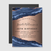 Carte Magnétique Rose d'agate bleu or d'invitation aimant (Devant / Derrière)