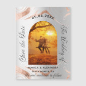 Carte Magnétique Rose d'argent mariage photo en or enregistrer la d (Devant)