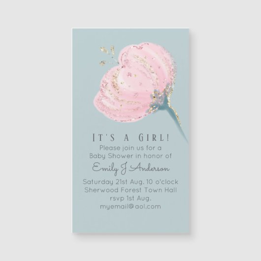 Carte Magnétique Rose moderne et tendance, bleu bébé et bleu foncé (Devant)