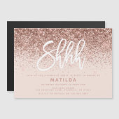 Carte Magnétique Rose or girly parties scintillant moderne surprise (Devant / Derrière)