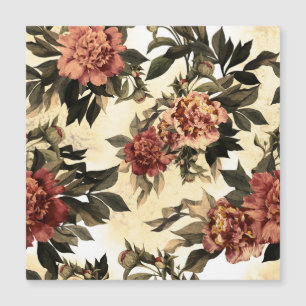 Carte Magnétique Roses Floral Aquarelle, Motif Peonies.