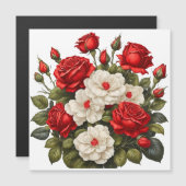 Carte Magnétique Roses rouges et blancs (Devant / Derrière)