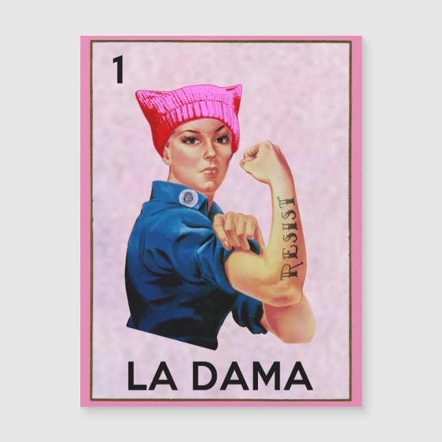 Carte Magnétique Rosie le Riveter résiste à La Dama Loteria (Devant)
