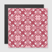 Carte Magnétique Rouge, beige à fleurs, papier peint motif sans cou (Devant / Derrière)