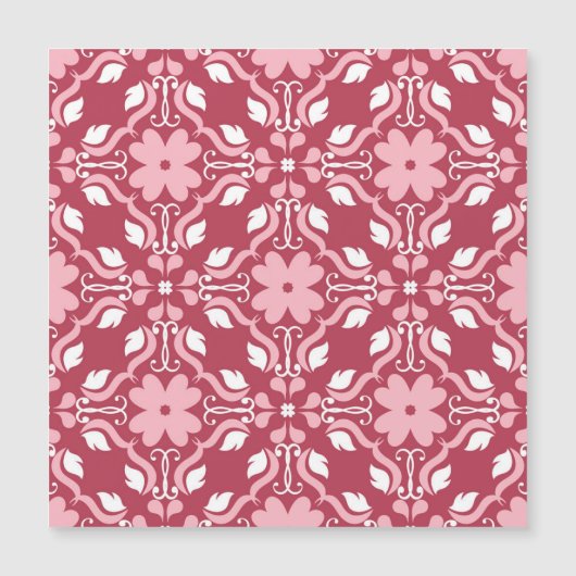 Carte Magnétique Rouge, beige à fleurs, papier peint motif sans cou (Devant)