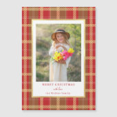 Carte Magnétique Rouge rustique chaud & Gold Plaid Photo (Devant)