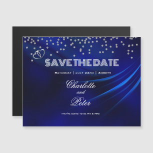 Carte Magnétique Royal Blue Diamonds Hearts EnregistrerLa Date Magn