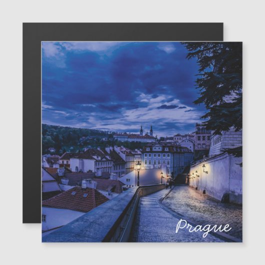 Carte Magnétique Rue du soir à Prague (Devant / Derrière)