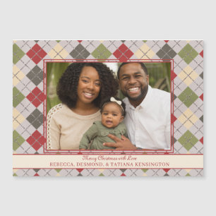 Carte Magnétique Russe Noël Rouge Vert Jacquard Vacances Photo