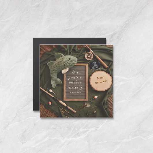 Carte Magnétique Rustic Fishing dad gift Pregnancy Announcement 