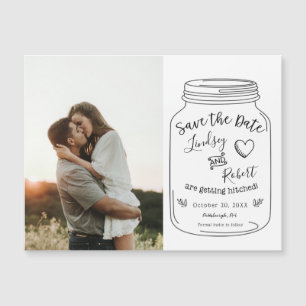 Carte Magnétique Rustic Mason Jar Sauvez la date avec la photo