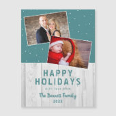 Carte Magnétique Rustic Wood Snow Holiday 2 Photo Collage (Devant)