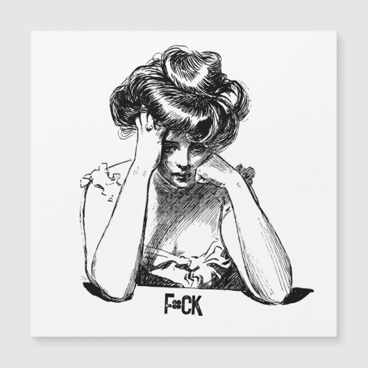 Carte Magnétique Sad Lady dit "f#ck" (Devant)