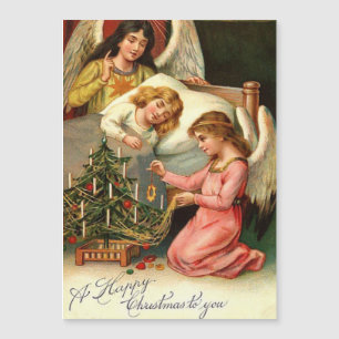 Carte Magnétique Saint Noël Enfants Angles Vintages