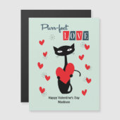 Carte Magnétique Saint-Valentin Chat Rétro Milieu de Siècle (Devant / Derrière)