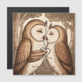 Carte Magnétique Saint-Valentin de la chouette mignonne (Devant / Derrière)