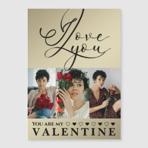 Carte Magnétique Saint-Valentin doré Je t'aime Collage de photos