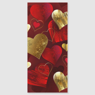 Carte Magnétique Saint-Valentin dorés et rouges