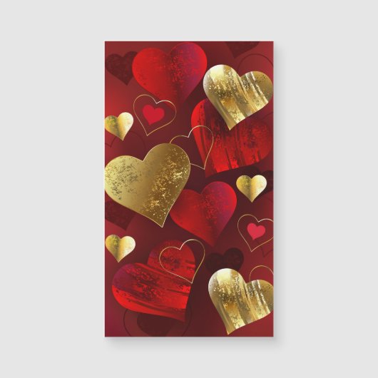 Carte Magnétique Saint-valentin dorés et rouges (Devant)
