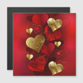 Carte Magnétique Saint-Valentin dorés et rouges (Devant / Derrière)