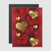 Carte Magnétique Saint-Valentin dorés et rouges (Devant / Derrière)